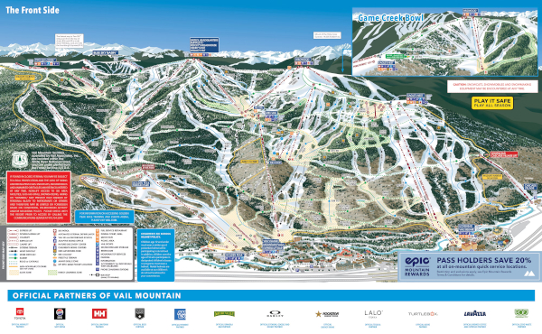 Vail Piste Ski Maps Front Side 2025-2026